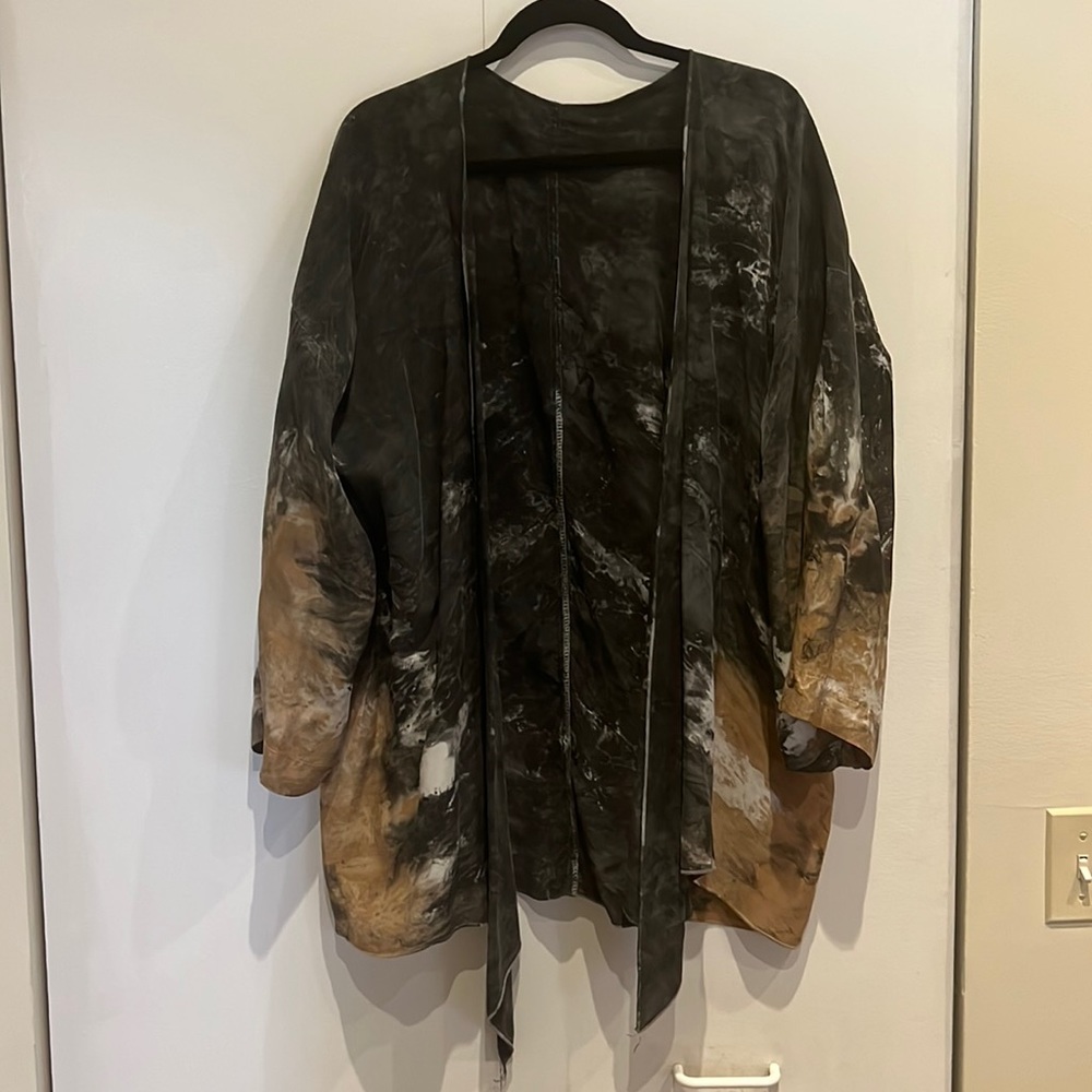 Hard Tail Black & Gold Tie Dye Kimono Sz S
